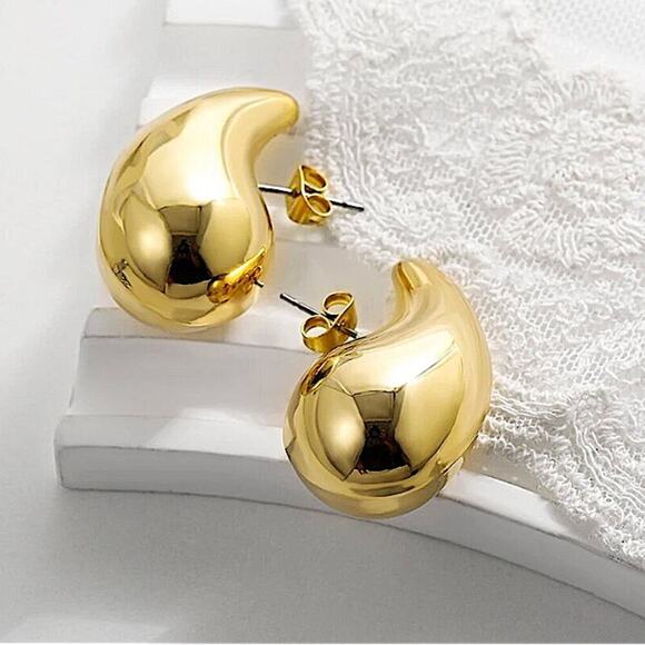 Gold Plated Water Drop Earrings - Picture 9 of 11